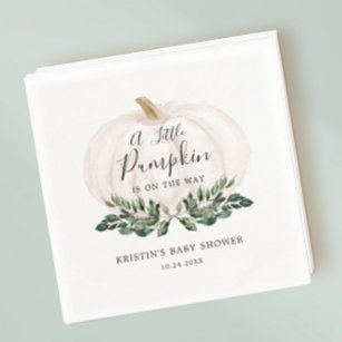 Little Pumpkin Is On The Way Greenery Baby Shower Napkins