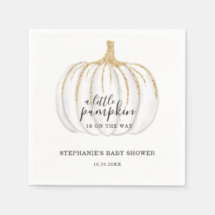Little Pumpkin Is On The Way Modern Baby Shower Napkins