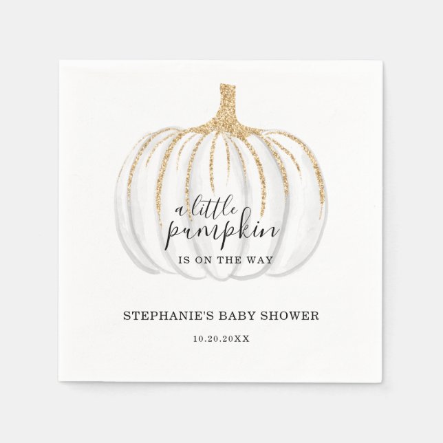 Little Pumpkin Is On The Way Modern Baby Shower Napkins (Front)