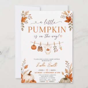 Little Pumpkin Is On The Way Neutral Baby Shower Invitation
