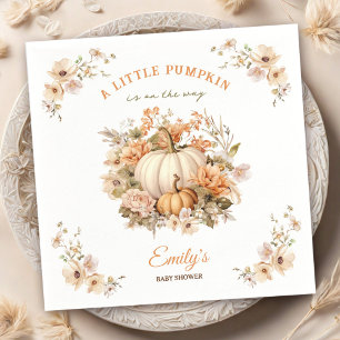Little Pumpkin Is On The Way Neutral Baby Shower Napkins
