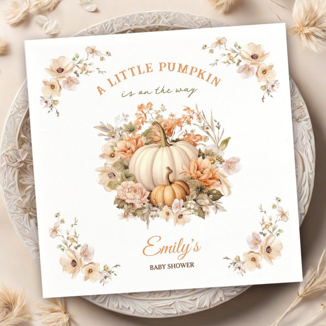 Little Pumpkin Is On The Way Neutral Baby Shower Napkins (Little Pumpkin Is On The Way Neutral Baby Shower Napkins)
