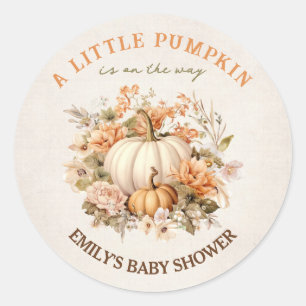 Little Pumpkin Is On The Way Pastel Baby Shower Classic Round Sticker