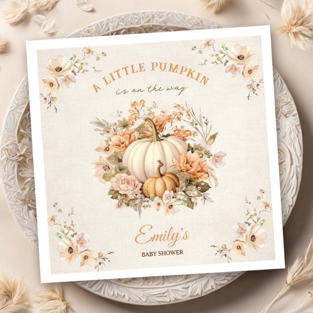 Little Pumpkin Is On The Way Pastel Baby Shower Napkins (Little Pumpkin Is On The Way Pastel Baby Shower Napkins)