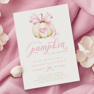 Little Pumpkin is on the Way Pink Baby Shower Invitation