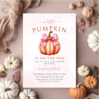 Little Pumpkin is On The Way Pink Bow baby shower