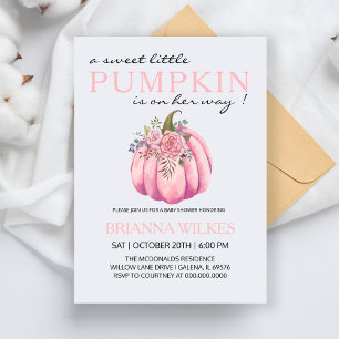 Little Pumpkin is On The Way Pink Girl Baby Shower Invitation