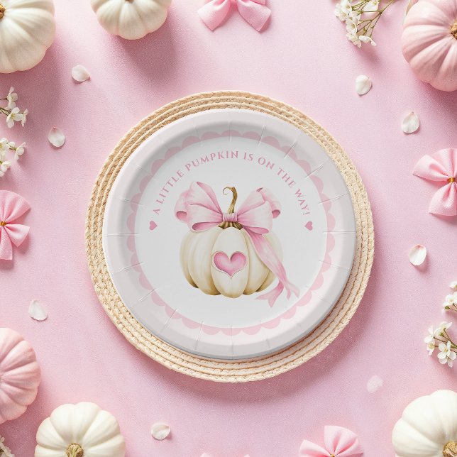 Little Pumpkin is on the Way Pink Paper Plates (Creator Uploaded)