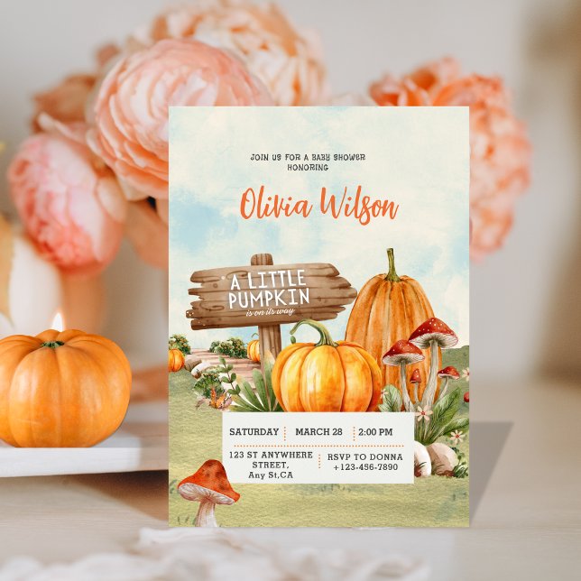 Little Pumpkin Is On The Way Rustic baby shower Invitation (Creator Uploaded)