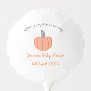 Little pumpkin is on way orange gray baby shower a balloon