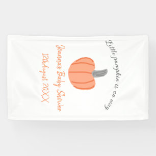 Little pumpkin is on way orange gray baby shower a banner