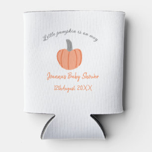 Little pumpkin is on way orange gray baby shower a can cooler