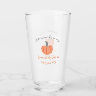 Little pumpkin is on way orange gray baby shower a glass
