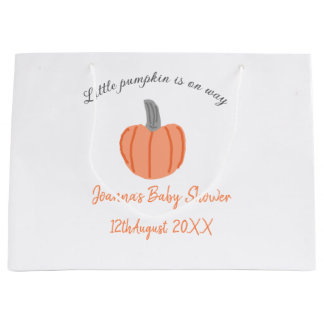 Little pumpkin is on way orange gray baby shower a large gift bag