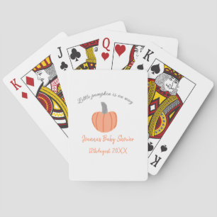 Little pumpkin is on way orange gray baby shower a poker cards