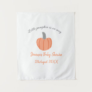 Little pumpkin is on way orange gray baby shower a tapestry