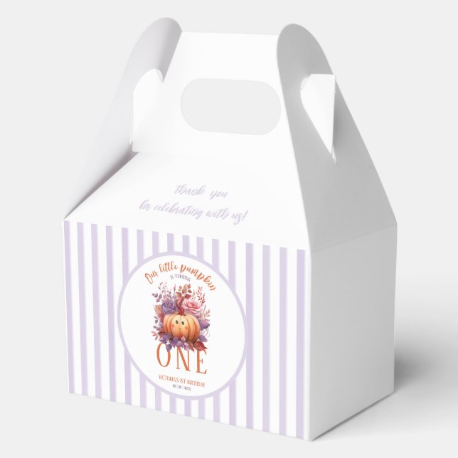 Little Pumpkin Is Turning One 1st Birthday  Favor Boxes (Front)