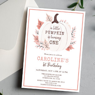 Little Pumpkin Is Turning One Birthday Invitation