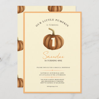 Little Pumpkin Is Turning One Invitation
