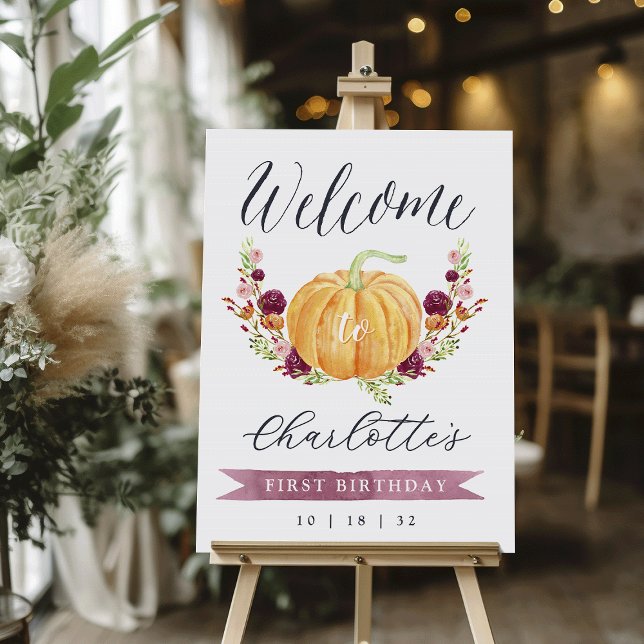 Little Pumpkin Kids Birthday Party Welcome Sign (Creator Uploaded)