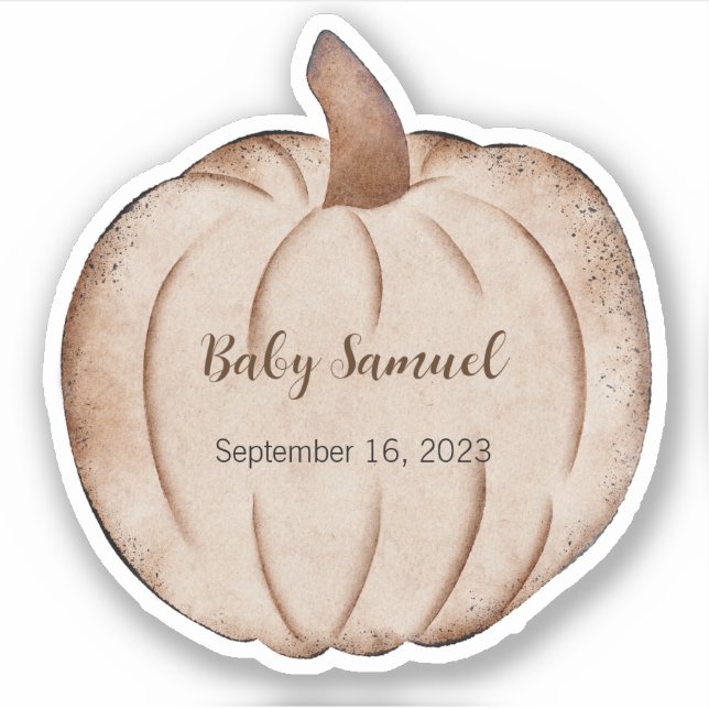 Little Pumpkin Labels, Any Name, Baby Sticker (Front)