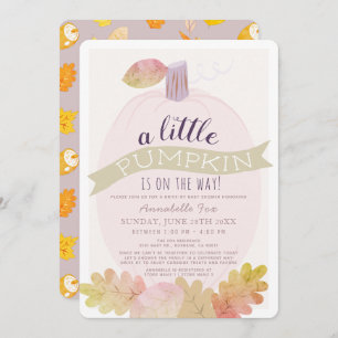Little Pumpkin Lavender Pink Drive-by Baby Shower Invitation