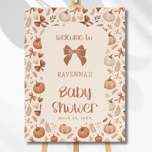 Little Pumpkin Leaves Autumn Bow Welcome Foam Board