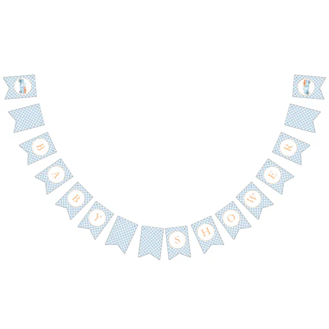 Little Pumpkin light blue truck Baby Shower Bunting Flags | Zazzle
