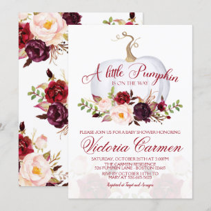 Little Pumpkin Marsala and Blush Baby Shower Invitation