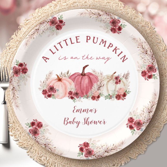 Little Pumpkin Marsala Fall Boho Baby Shower Paper Plates (Little Pumpkin Marsala Fall Boho Baby Shower Paper Plates)