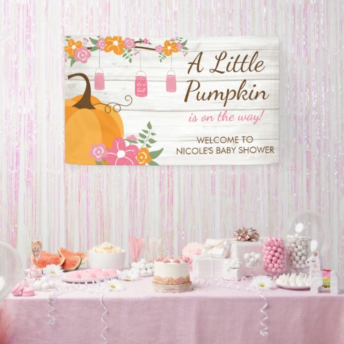 Little Pumpkin Mason Jars Fall Girl Baby Shower Banner