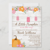 Little Pumpkin Mason Jars Fall Girl Baby Shower Invitation (Front)