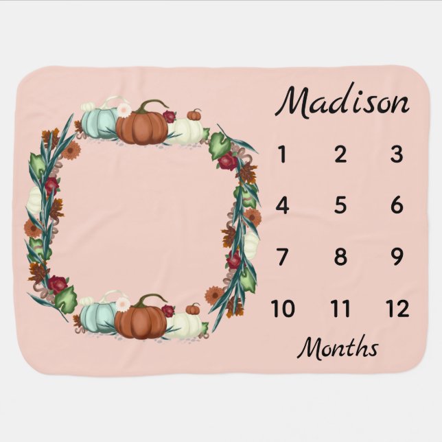 Little Pumpkin Milestone Baby Blanket (Horizontal)