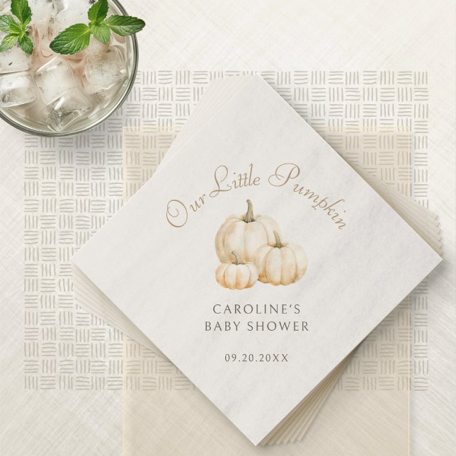 Little Pumpkin Minimalist Autumn Baby Shower Napkins (Creator Uploaded)