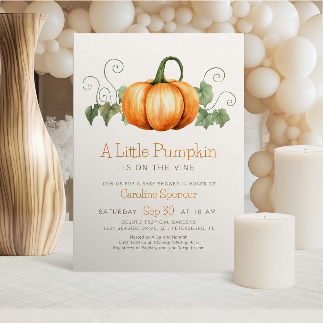 Little Pumpkin Minimalist Baby Shower Invitation (Creator Uploaded)