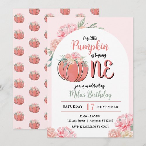 Little Pumpkin Modern Floral Girl Fall Birthday