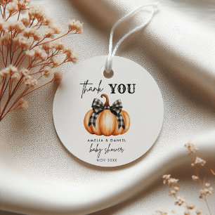 Little Pumpkin Modern Orange Black Favor Tags