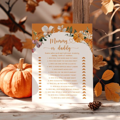 Little Pumpkin mommy or daddy baby shower game