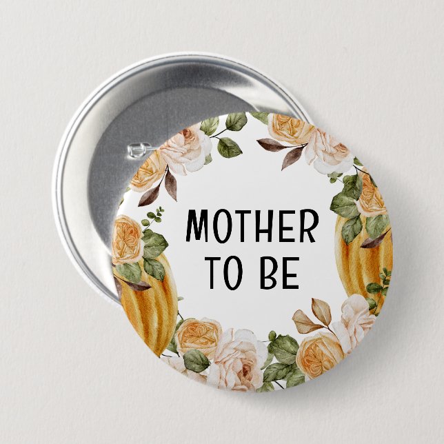 Little Pumpkin Mother to Be Fall Baby Shower Button (Front & Back)