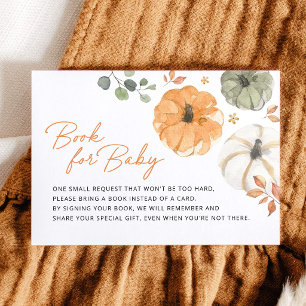 Little Pumpkin Neutral Baby Shower Books for Baby Enclosure Card