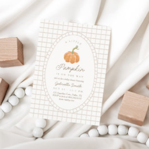 Little Pumpkin Neutral Brown Fall Baby Shower Invitation