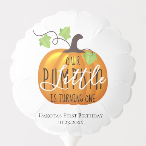 Little Pumpkin  Neutral First Birthday Party Balloon
