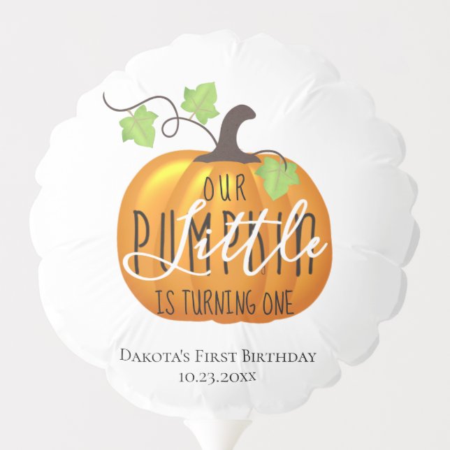 Little Pumpkin | Neutral First Birthday Party Balloon (Back)