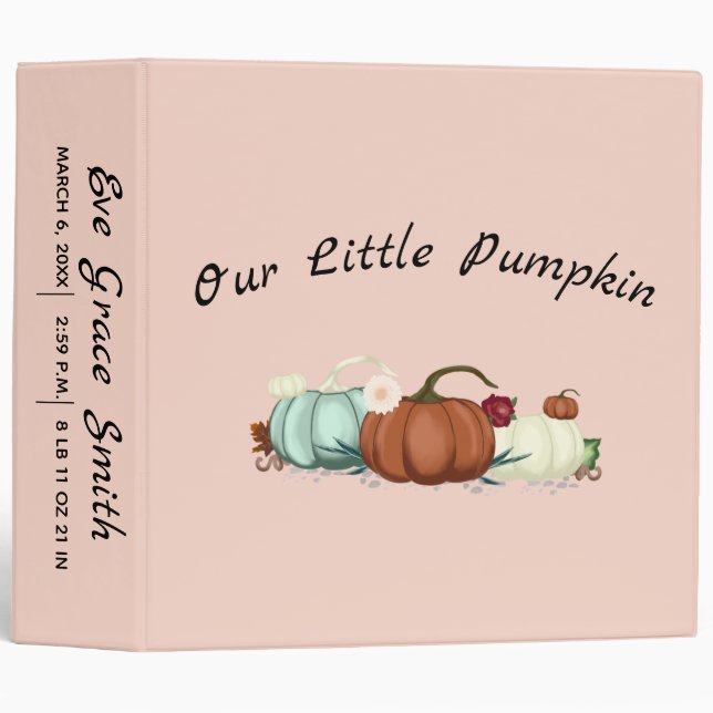 Little Pumpkin Newborn Baby Album 3 Ring Binder (Front/Spine)