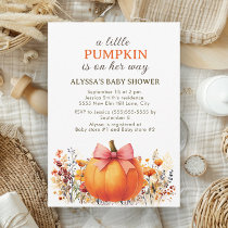 Little Pumpkin on Her Way Autumn Baby Shower Invitation