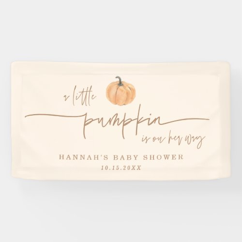Little Pumpkin On Her Way Fall Baby Shower Banner