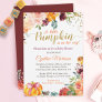 Little Pumpkin on Her Way Fall Floral Baby Shower Invitation