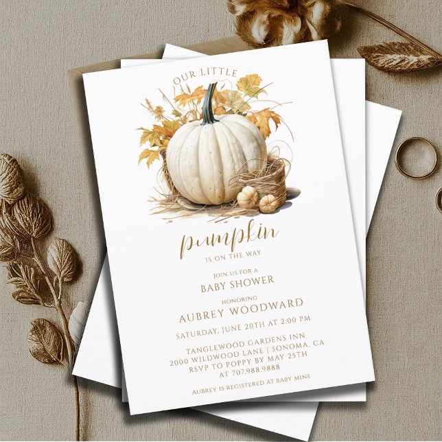Little Pumpkin On The Way Autumn Baby Shower Invitation (Creator Uploaded)