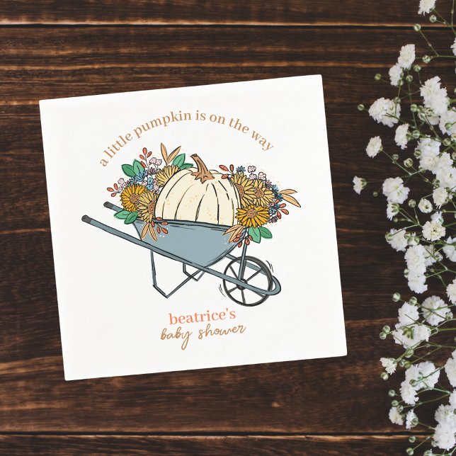 Little Pumpkin on the Way Autumn Baby Shower Napkins (Creator Uploaded)