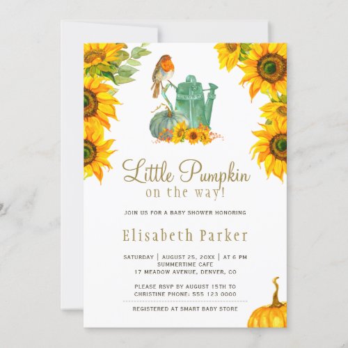 Little pumpkin on the way autumn fall baby shower invitation
